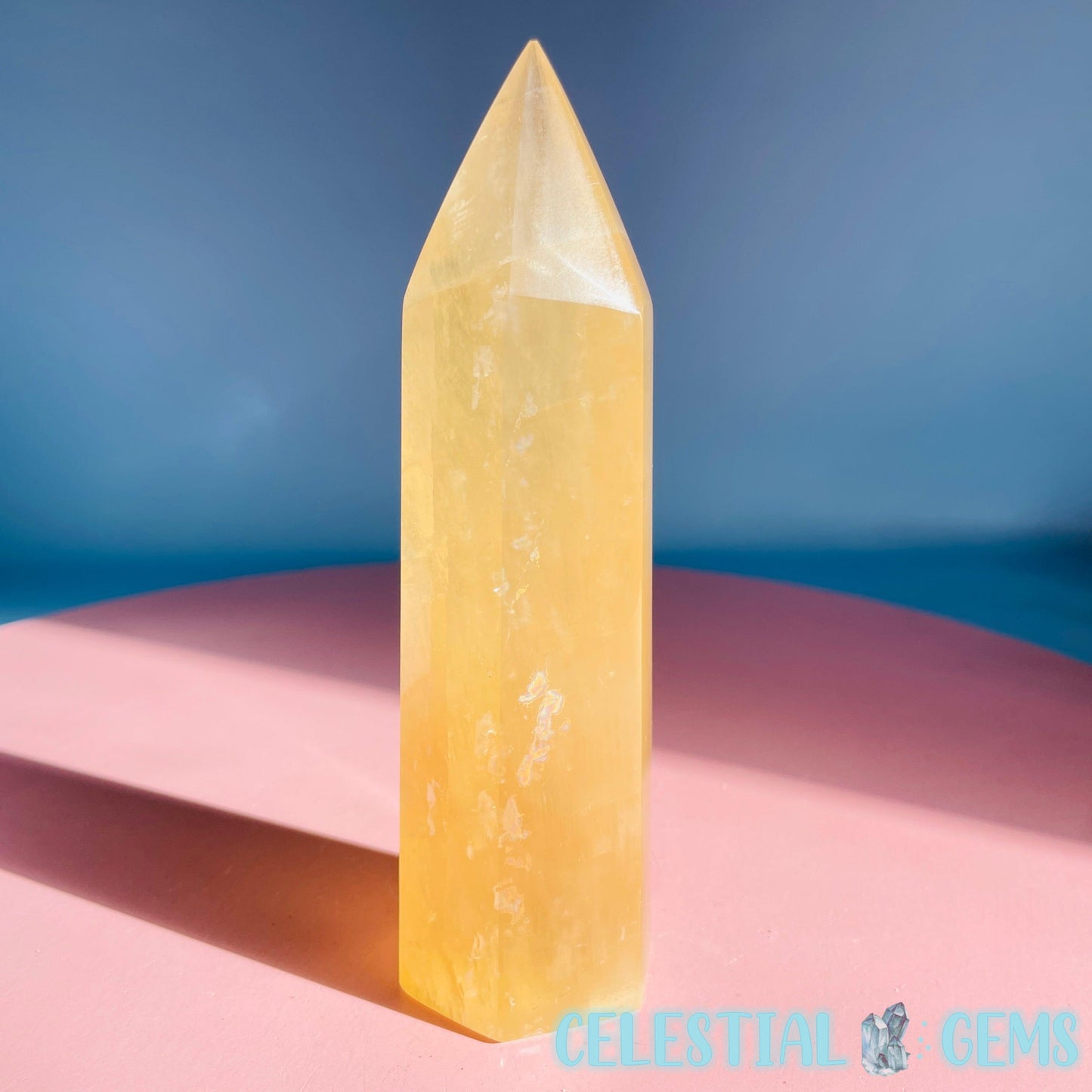 Optical Honey Calcite Medium Tower (Video)