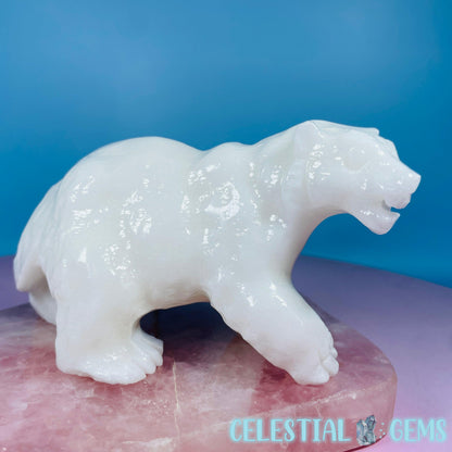 White Jade Polar Bear Medium Carving