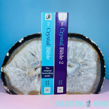 Natural Druzy Agate Large Pair of Bookends