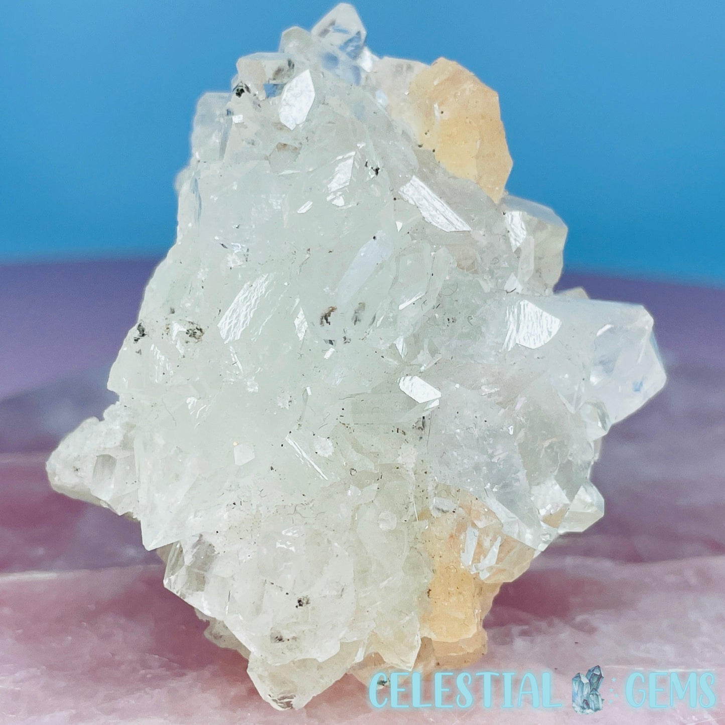 A Grade Diamond Apophyllite + Peach Stilbite Small Cluster