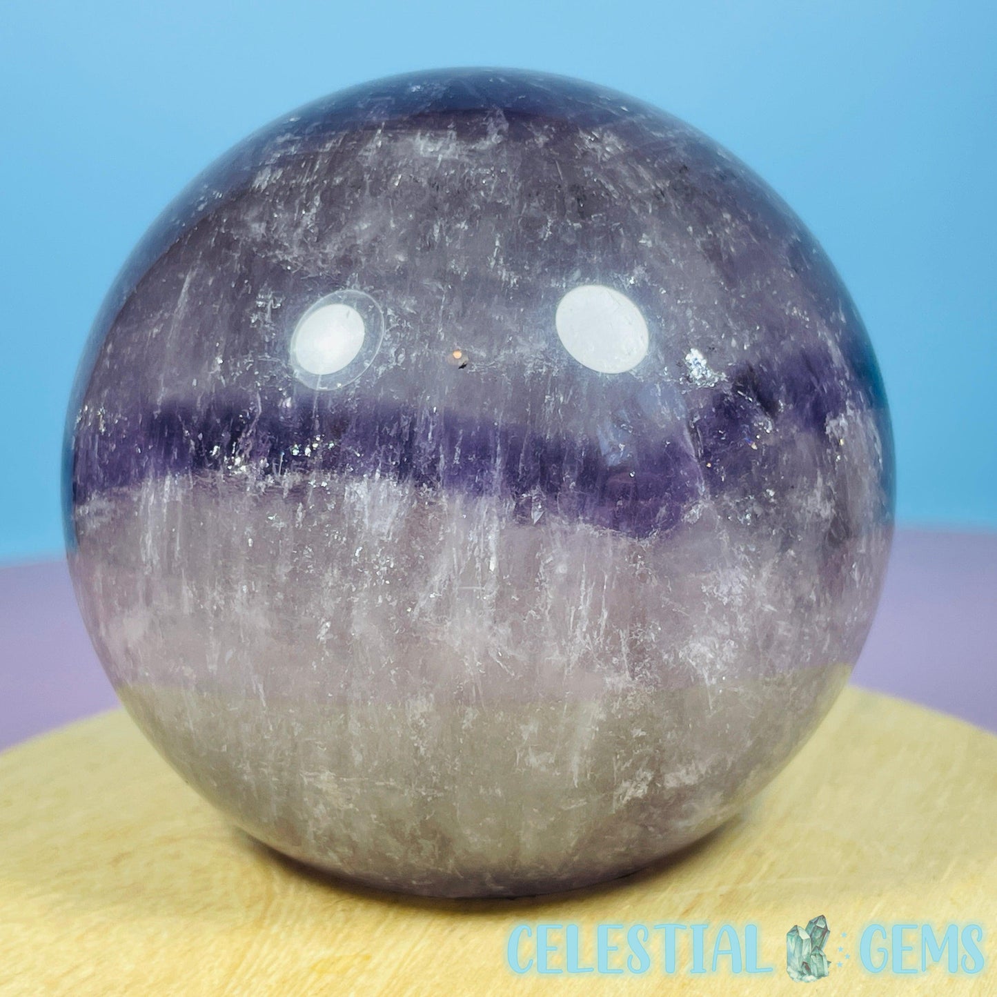 High Grade 'Trapiche' Phantom Amethyst Large Sphere (Video)