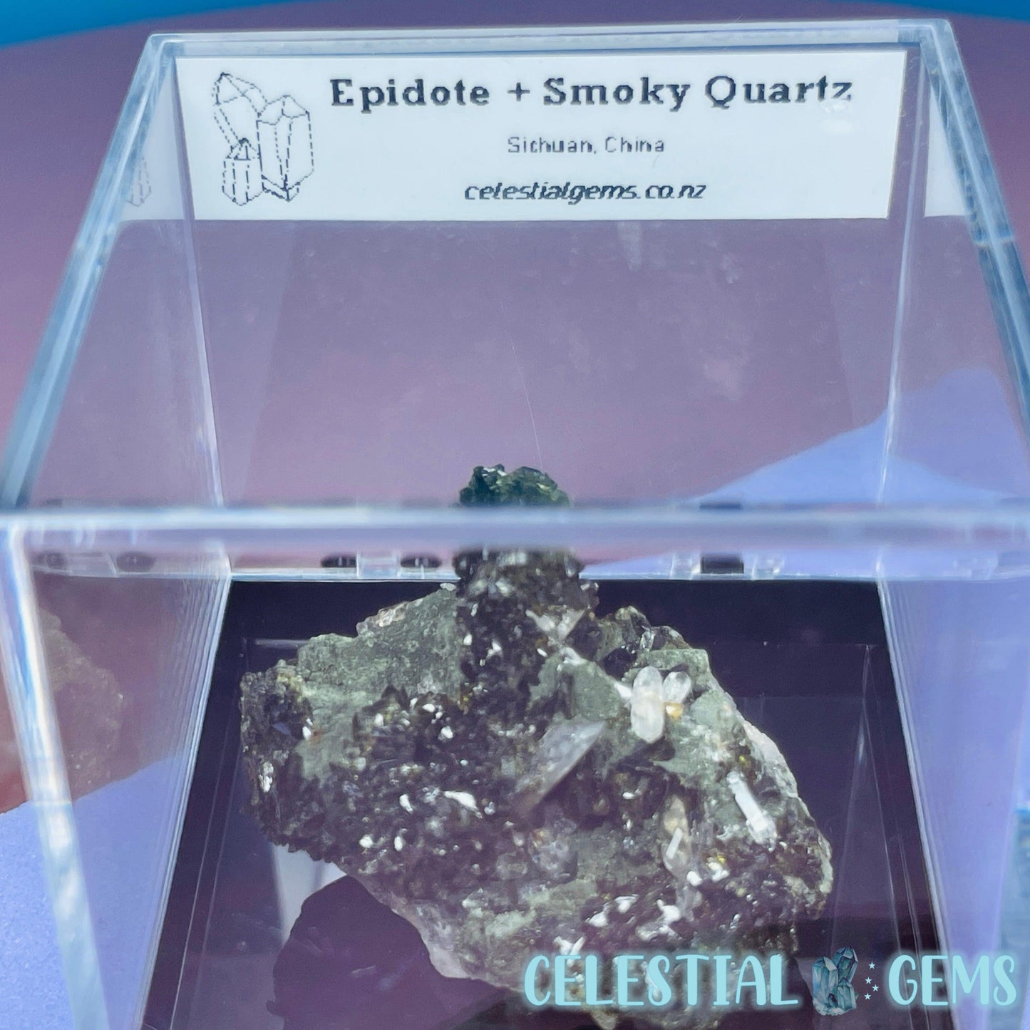 Epidote + Smoky Quartz Small Cluster Specimen