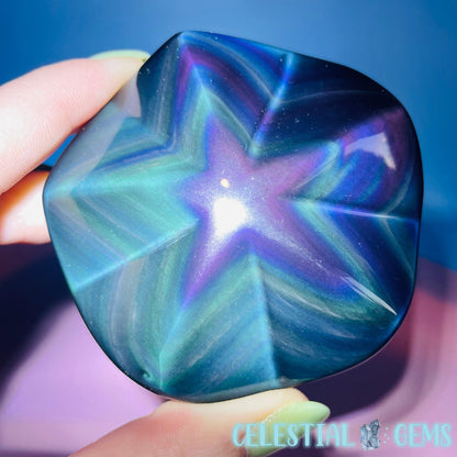 Rainbow Obsidian Star Medium Carving (Video)