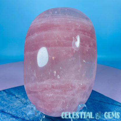 High Grade Rose Quartz + Agate Large Palmstone (Video)