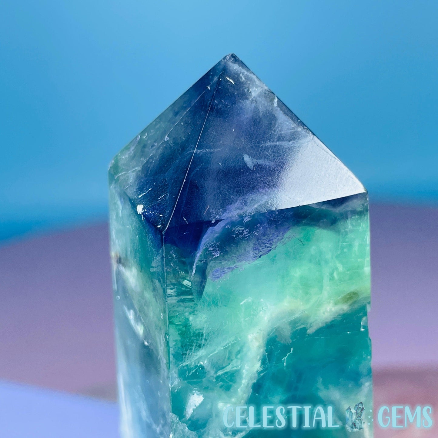 Snow Feather Fluorite Small Obelisk Tower