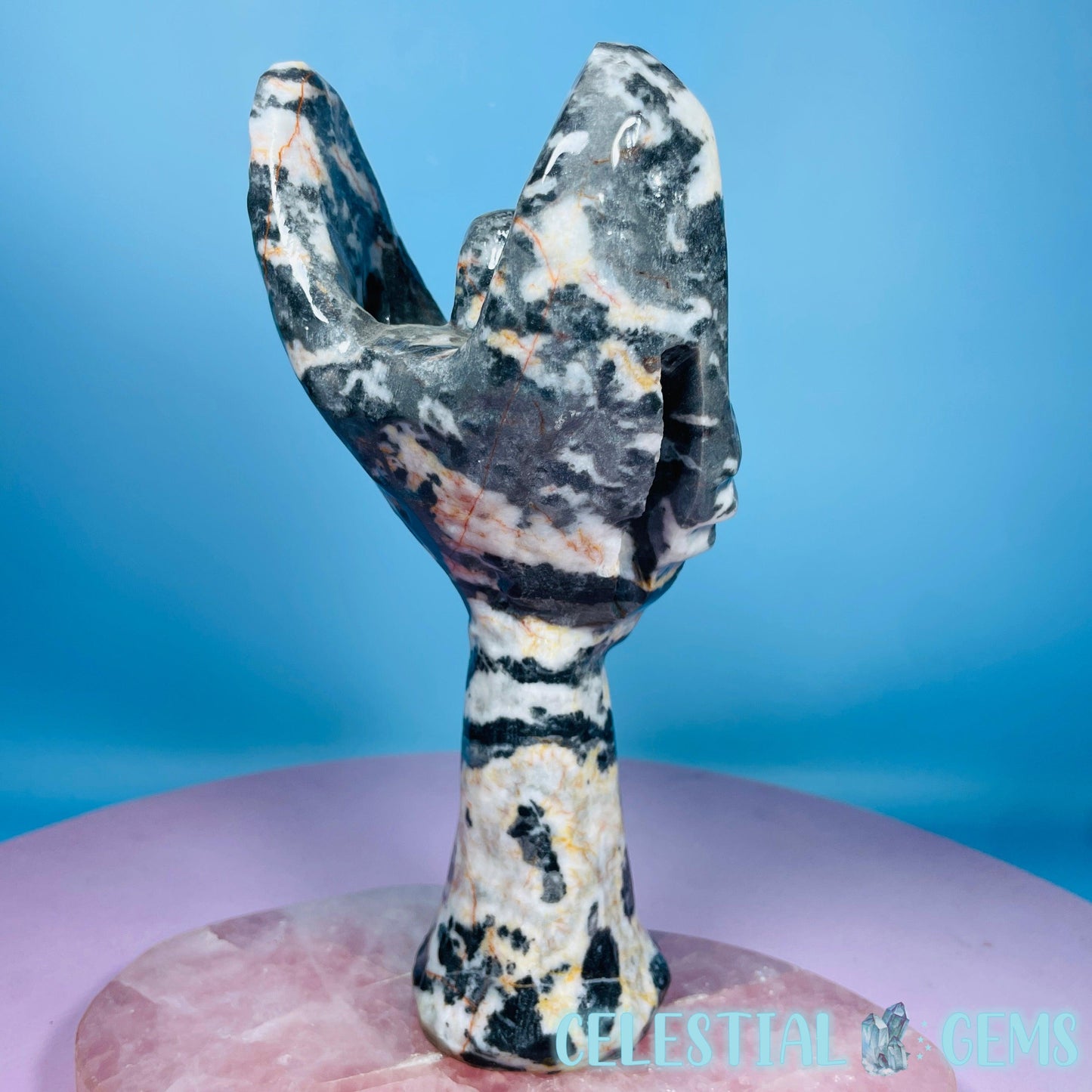 Orange Zebra Jasper 'Angel of Death' Large Carving