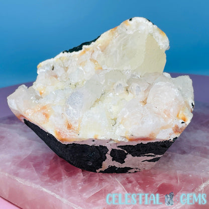 Peach Heulandite + Calcite Cluster Geode Standing Medium Freeform