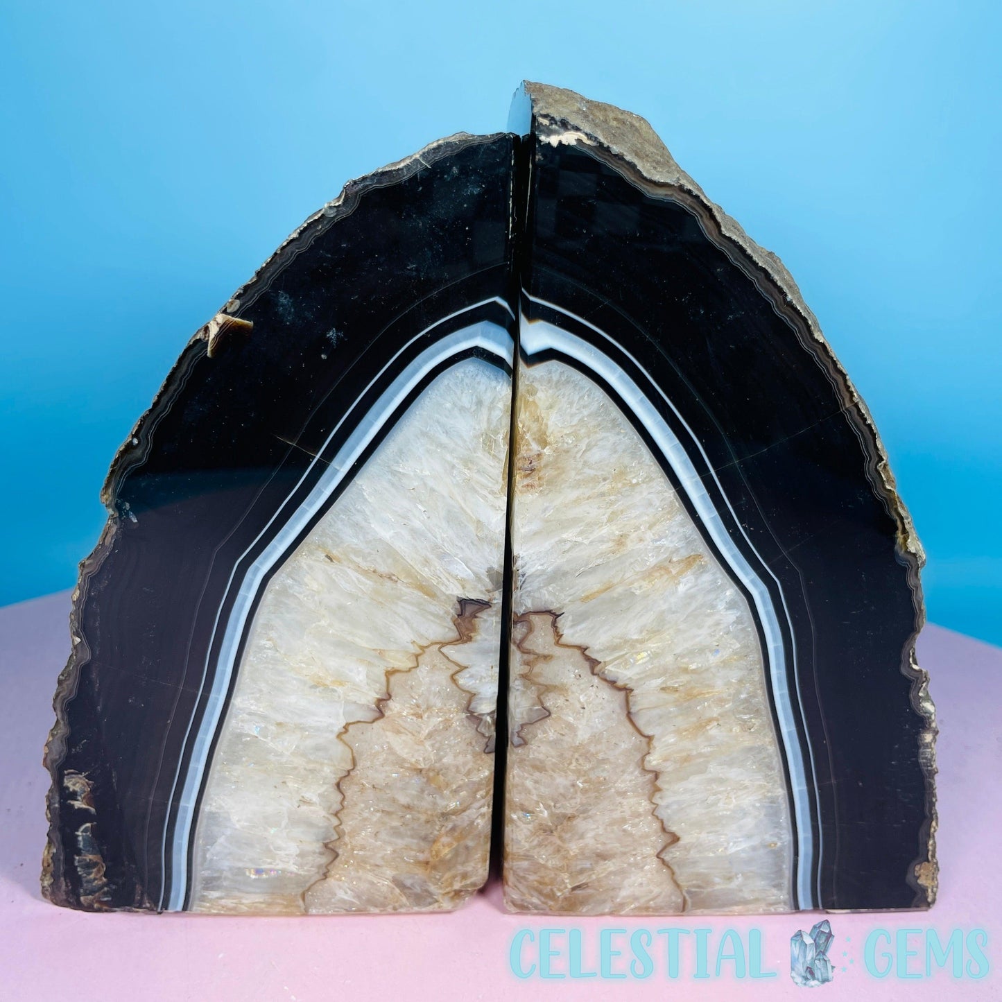 Black Agate Extra Large Pair of Bookends