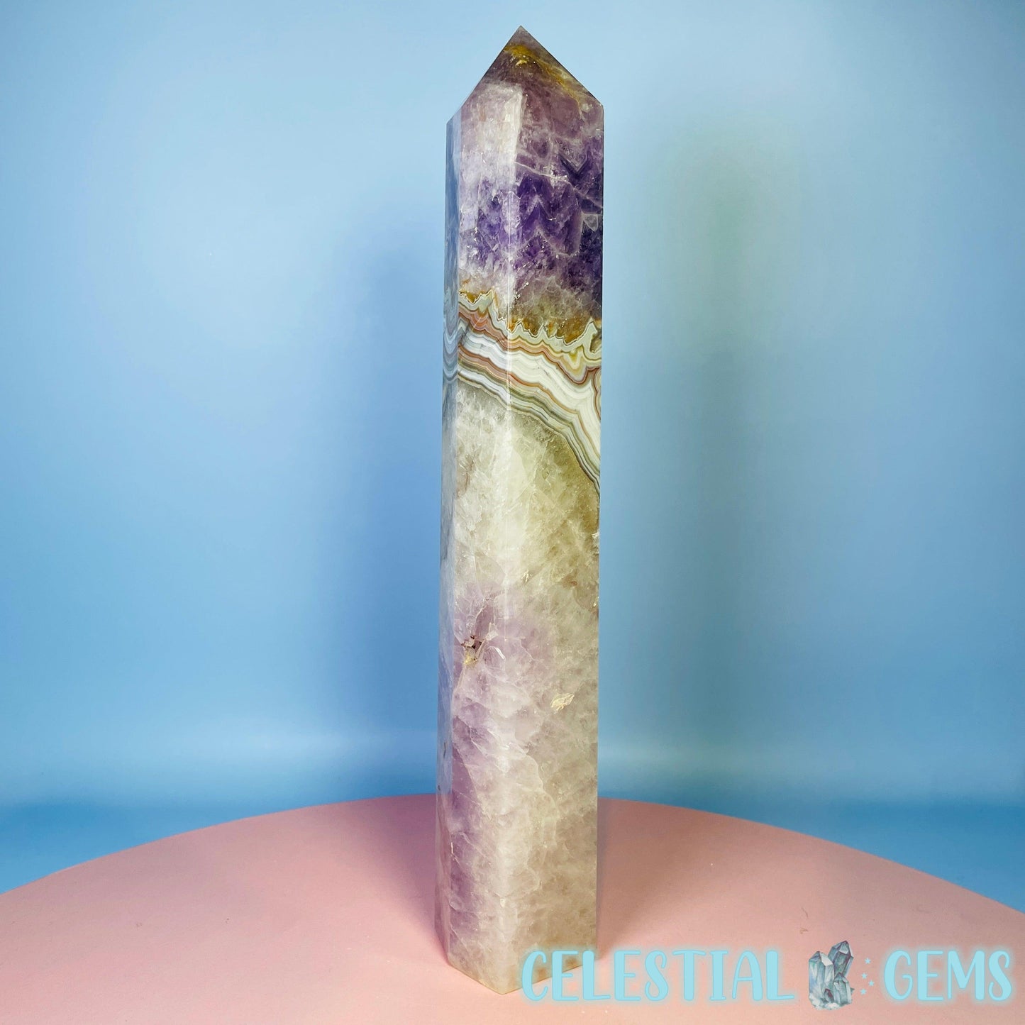 Amethyst + Mexican Crazy Lace Agate XL Tower