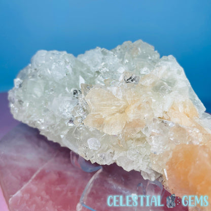 A Grade Diamond Apophyllite + Peach Stilbite Medium Cluster