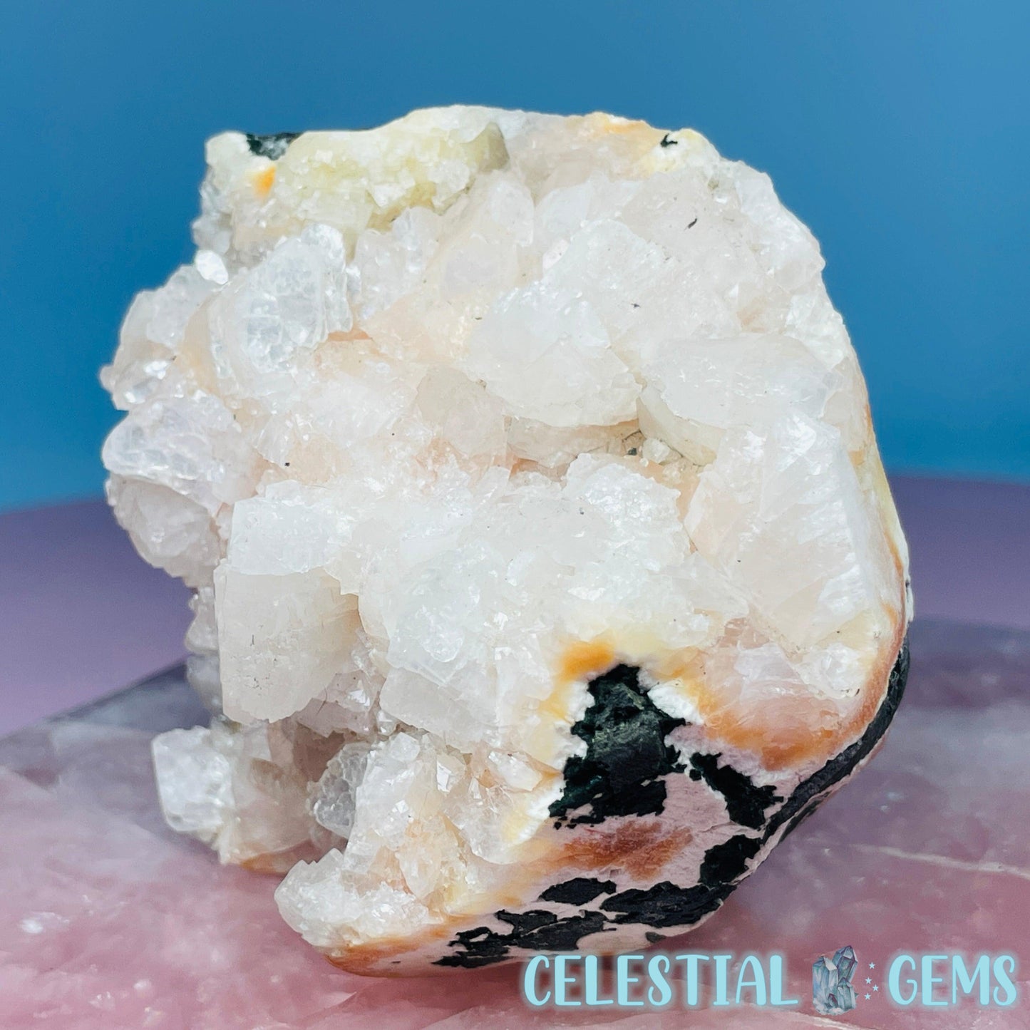 Peach Heulandite Cluster Geode Medium Standing Freeform