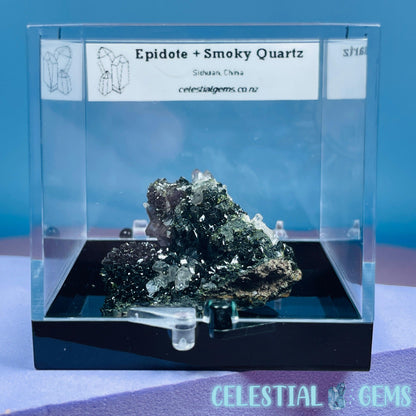 Epidote + Smoky Quartz Small Cluster Specimen