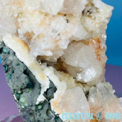 Peach Heulandite Cluster Geode Standing Medium Freeform