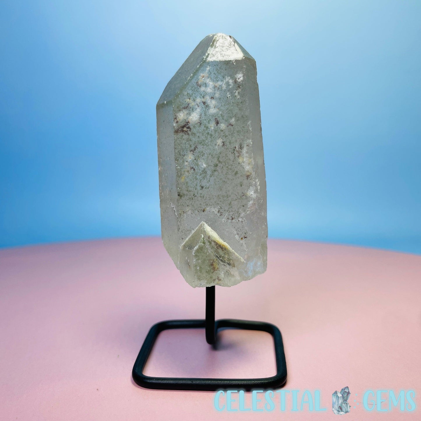 Clear Quartz Point on Metal Base