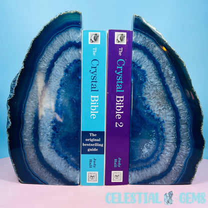 Blue Dyed Agate Extra Large Pair of Bookends