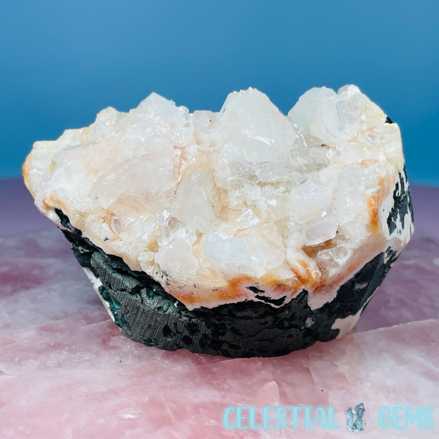 Peach Heulandite Cluster Geode Medium Standing Freeform