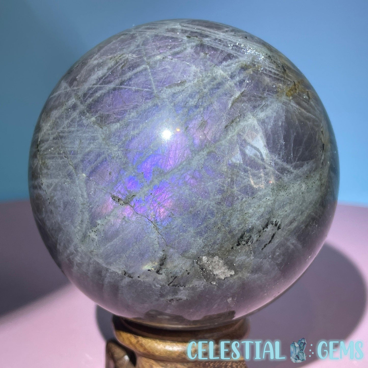 Purple Labradorite Large Sphere (Video)