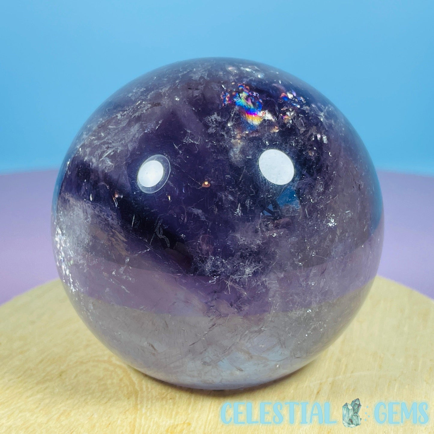 High Grade 'Trapiche' Phantom Amethyst Medium Sphere (Video)