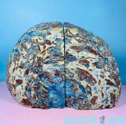 Blue Dyed Druzy Agate Large Pair of Bookends