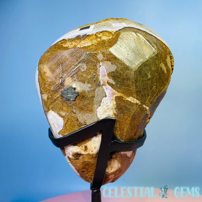 High Quality Citrine (HT) + Calcite Polished Large Cluster on Metal Stand