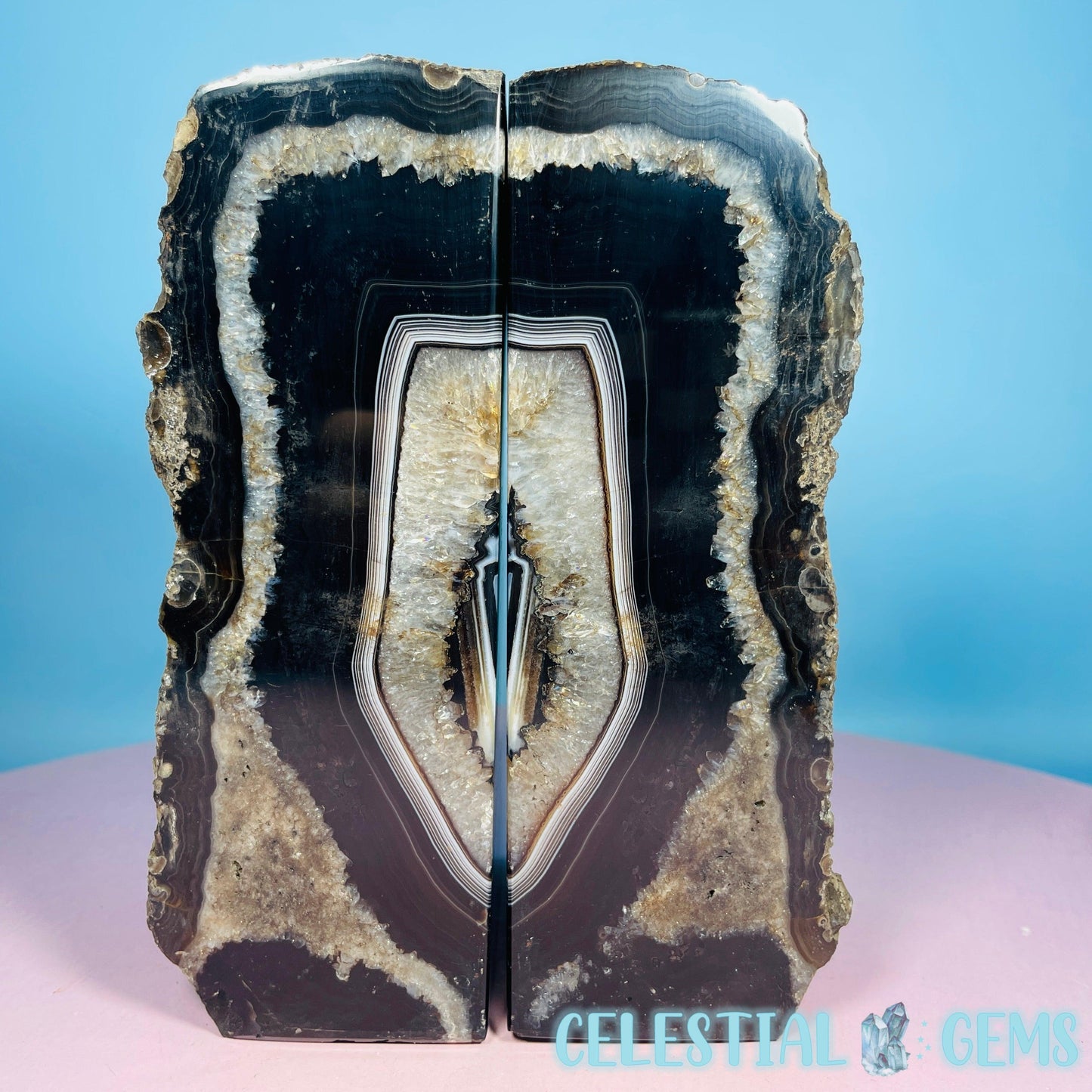 Black Agate Large Pair of Bookends