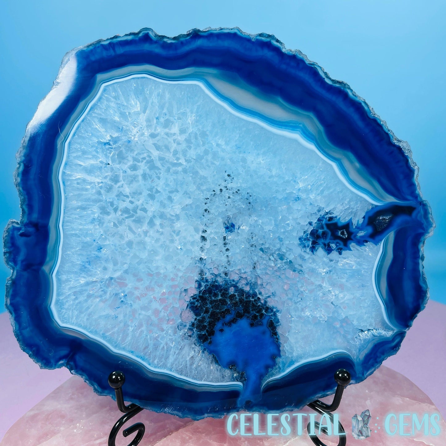 Blue Dyed Agate Large Polished Slice