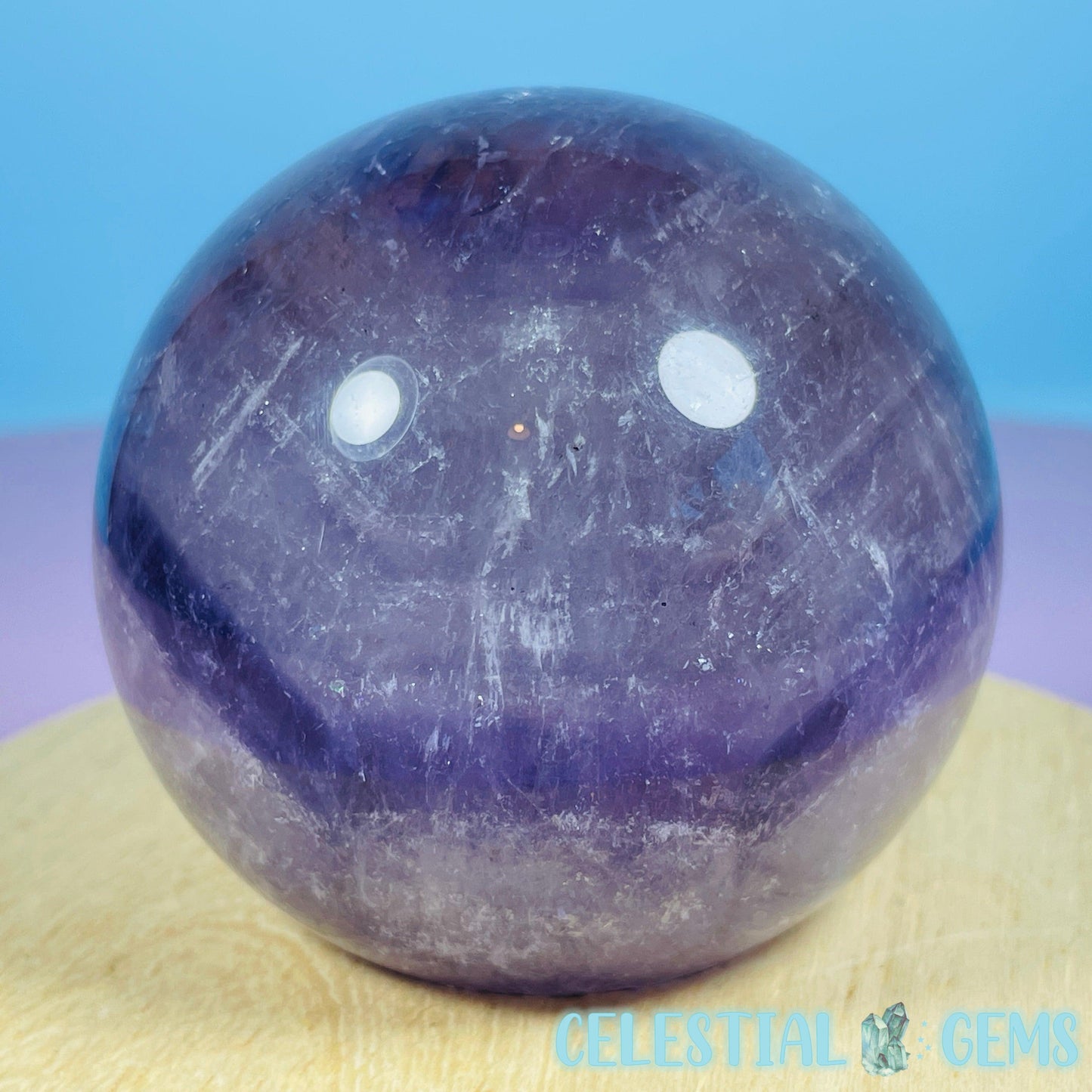 High Grade 'Trapiche' Phantom Amethyst Medium Sphere (Video)