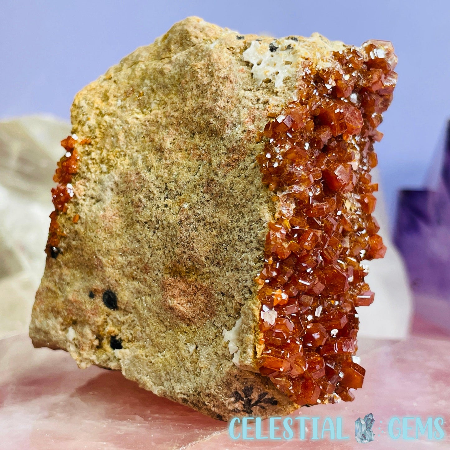 Vanadinite Medium Cluster Specimen B (VIDEO)