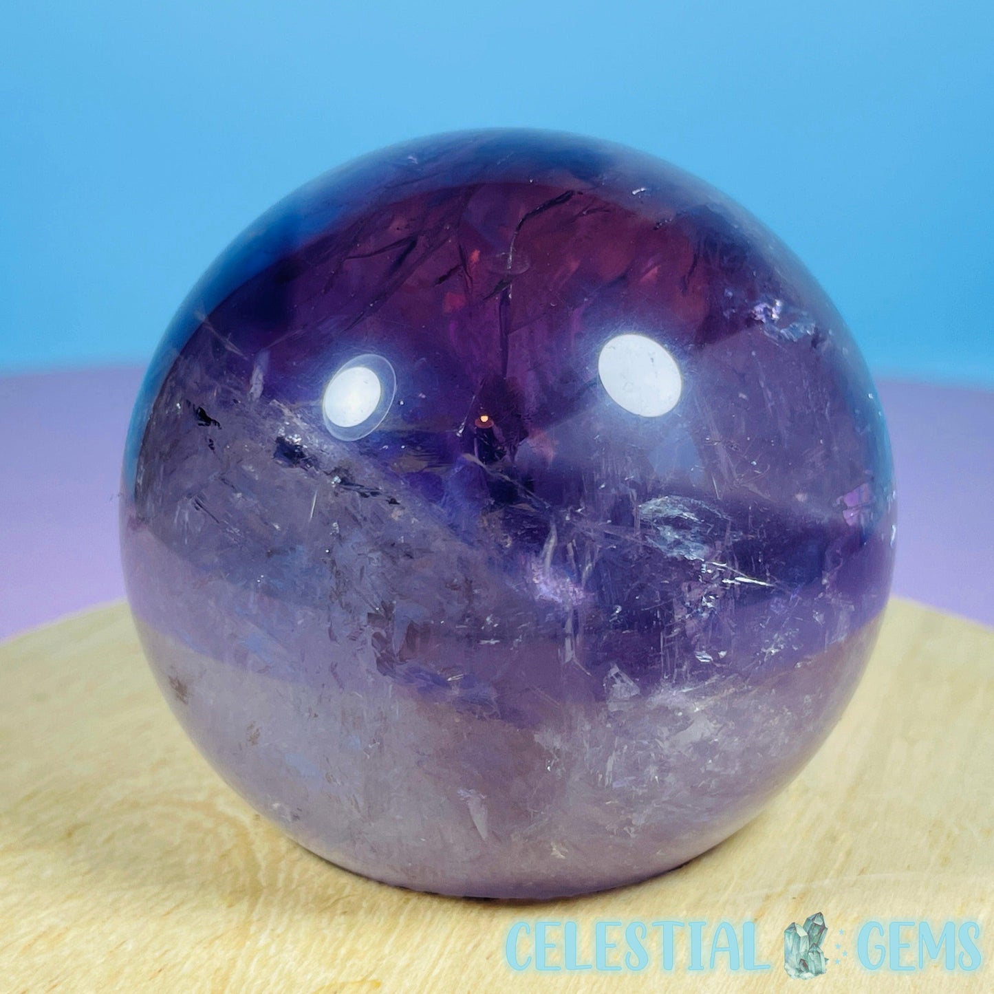 High Grade 'Trapiche' Phantom Amethyst Medium Sphere (Video)