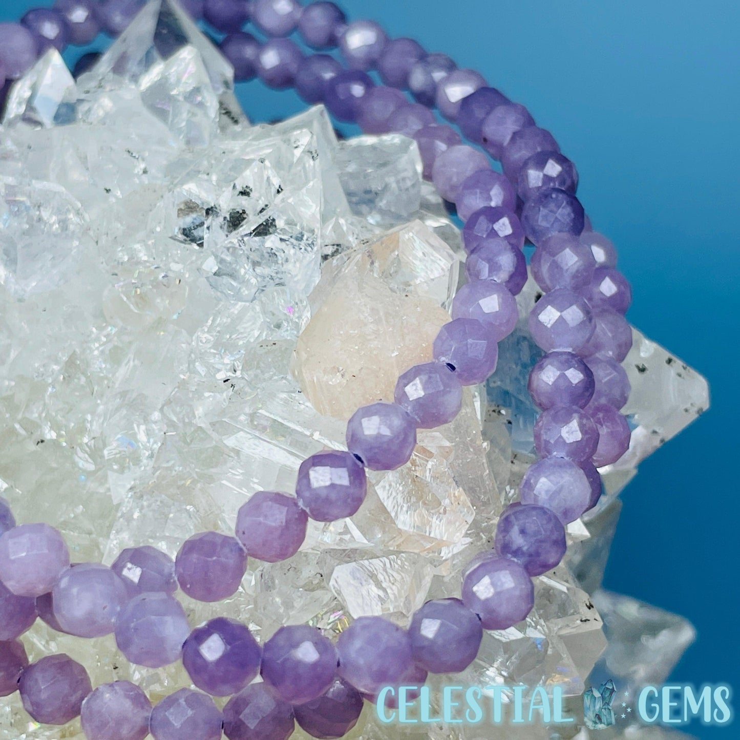 Purple Lepidolite Mica Faceted 4mm Bracelet