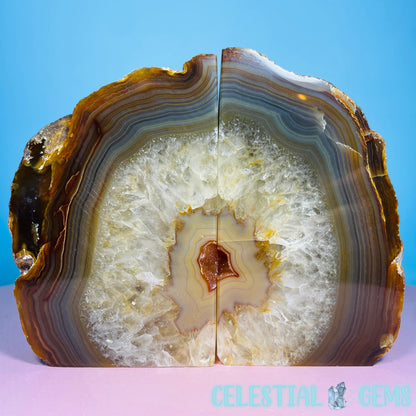 Natural Druzy Agate Large Pair of Bookends