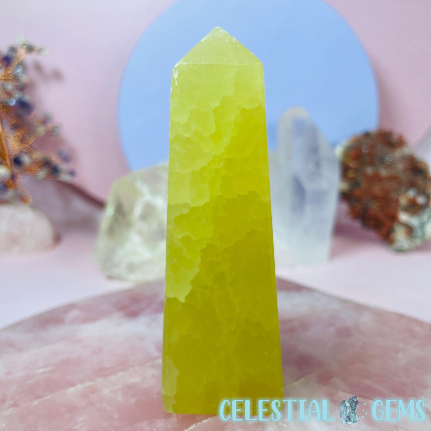 Lemon Calcite Medium Obelisk Tower