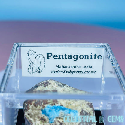 Rare Pentagonite on Stilbite Mini Specimen in Box