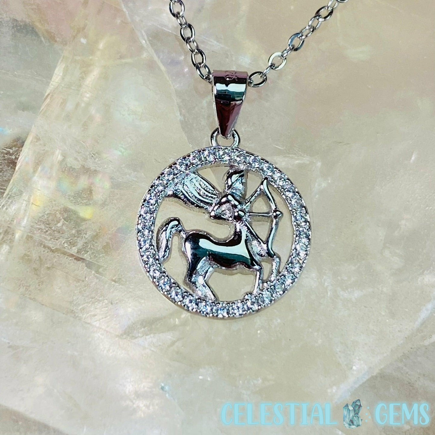 Sagittarius Zodiac 925 Silver + CZ Necklace