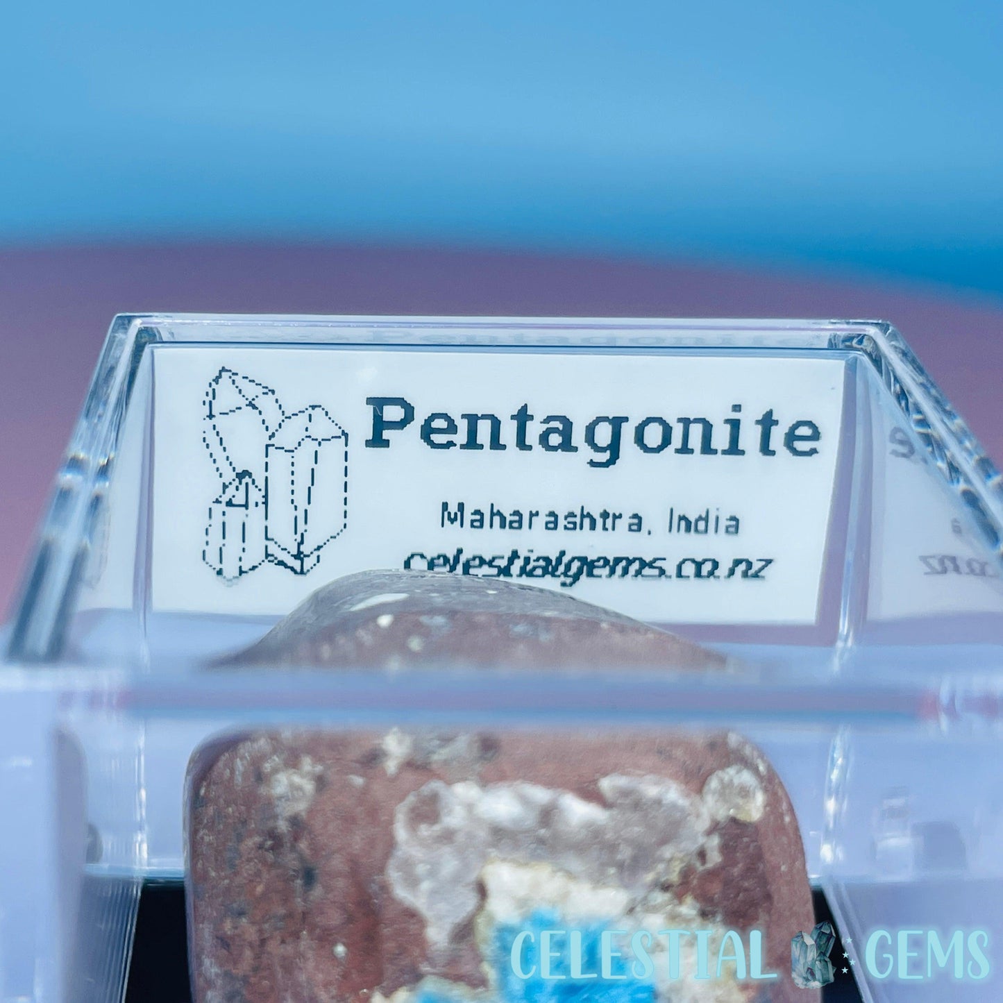 Rare Pentagonite on Stilbite Mini Specimen in Box