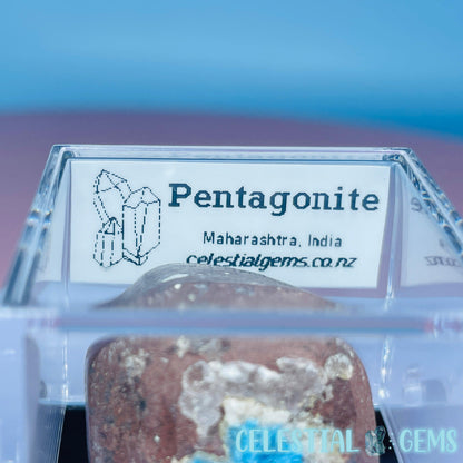 Rare Pentagonite on Stilbite Mini Specimen in Box