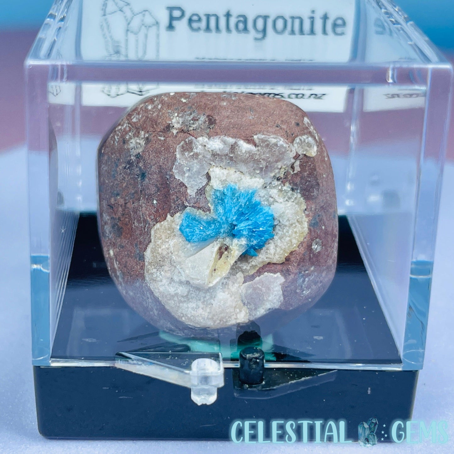 Rare Pentagonite on Stilbite Mini Specimen in Box