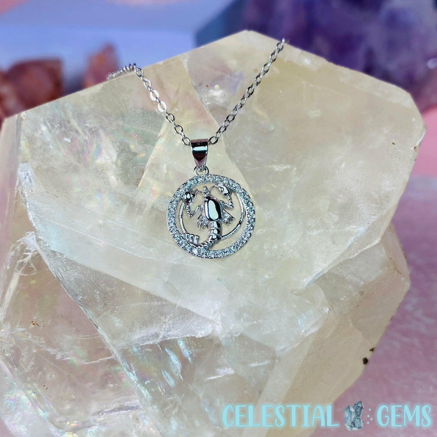 Cancer Zodiac 925 Silver + CZ Necklace