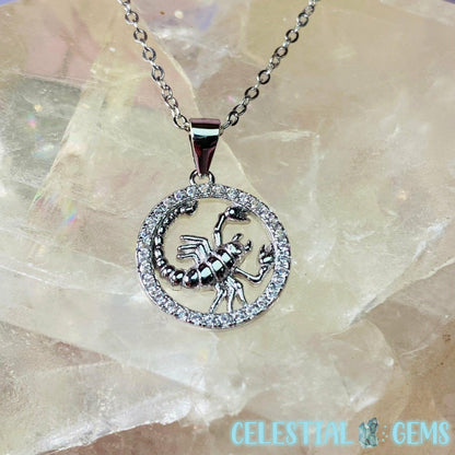 Scorpio Zodiac 925 Silver + CZ Necklace