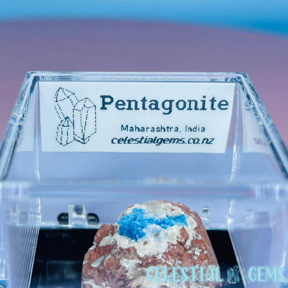 Rare Pentagonite on Stilbite Mini Specimen in Box