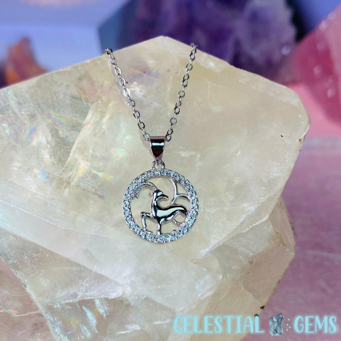 Capricorn Zodiac 925 Silver + CZ Necklace