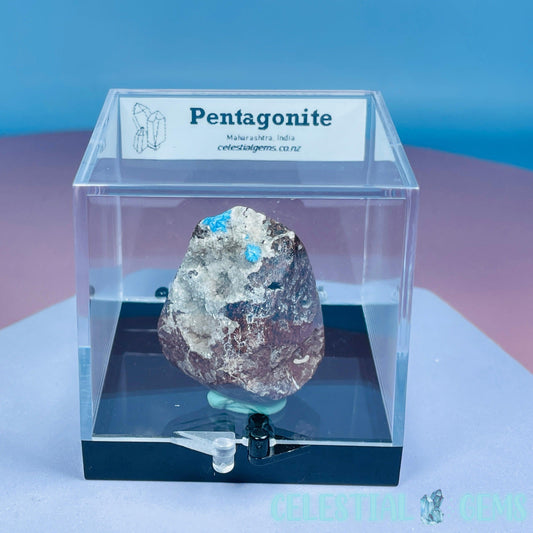 Rare Pentagonite on Stilbite Small Specimen in Box