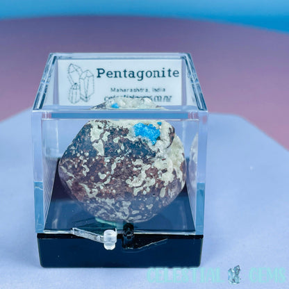 Rare Pentagonite on Stilbite Mini Specimen in Box