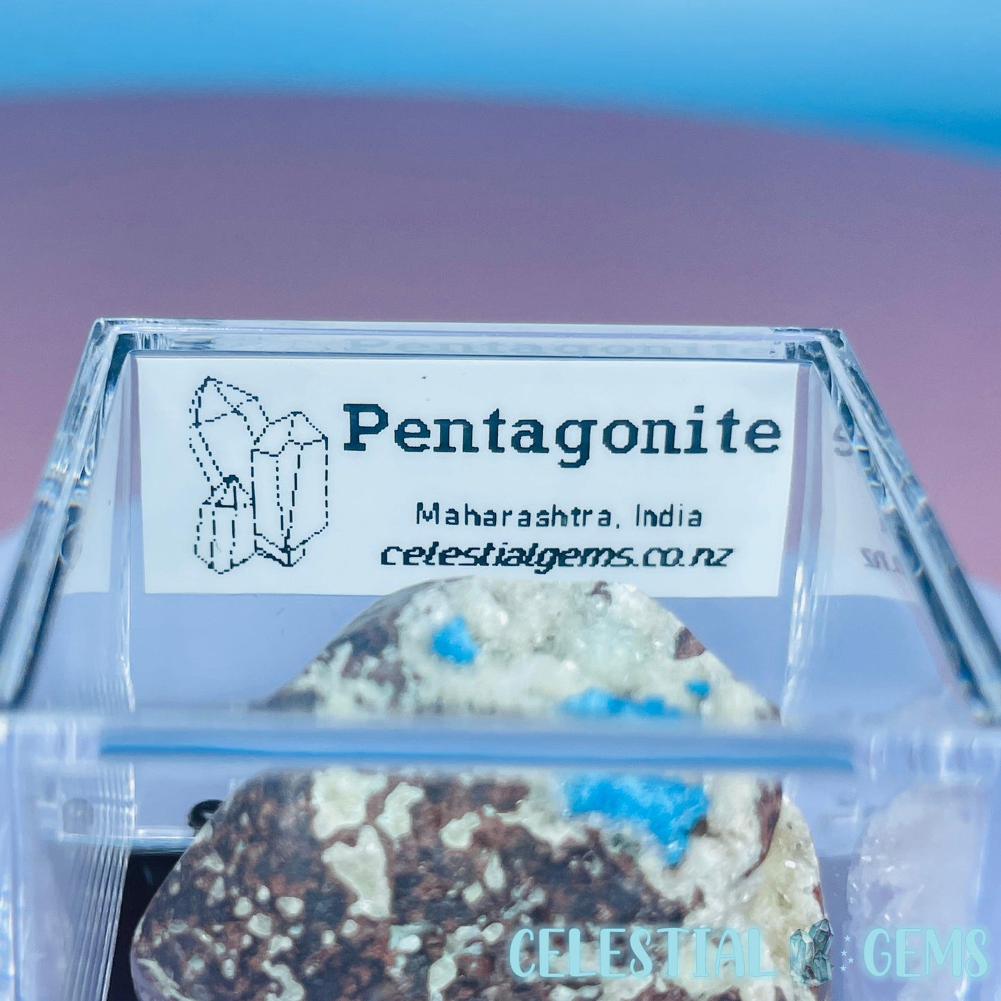 Rare Pentagonite on Stilbite Mini Specimen in Box