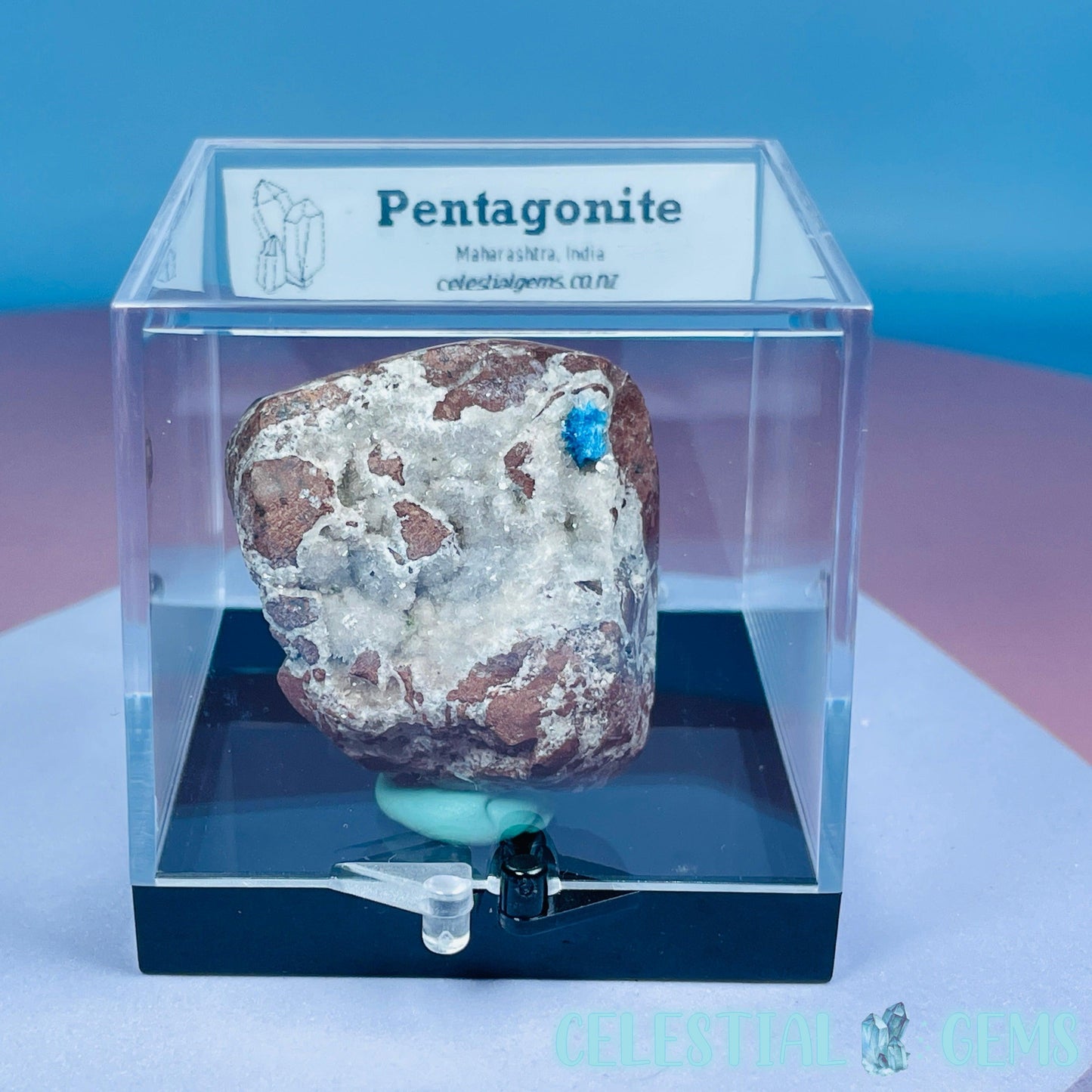 Rare Pentagonite on Stilbite Small Specimen in Box