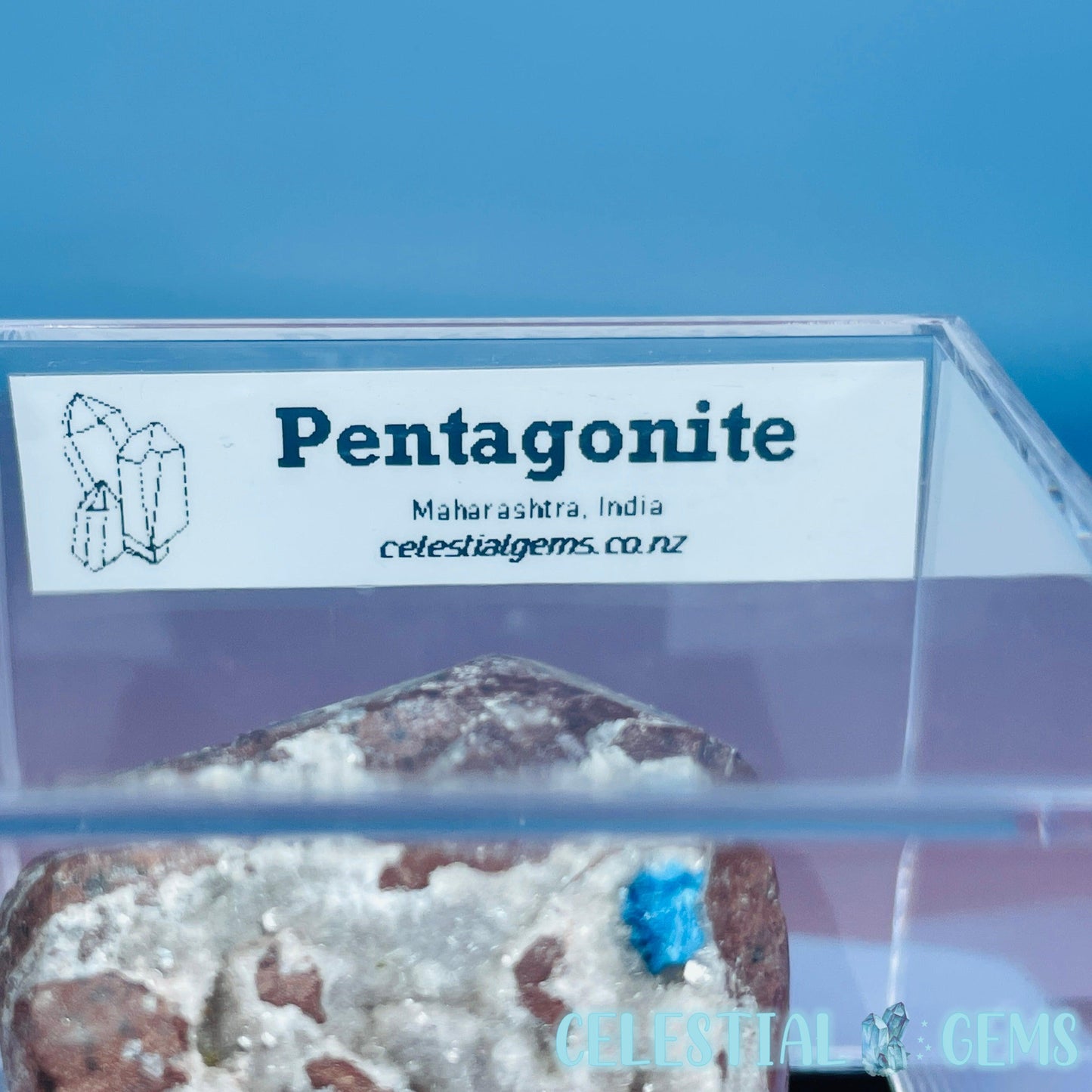 Rare Pentagonite on Stilbite Small Specimen in Box