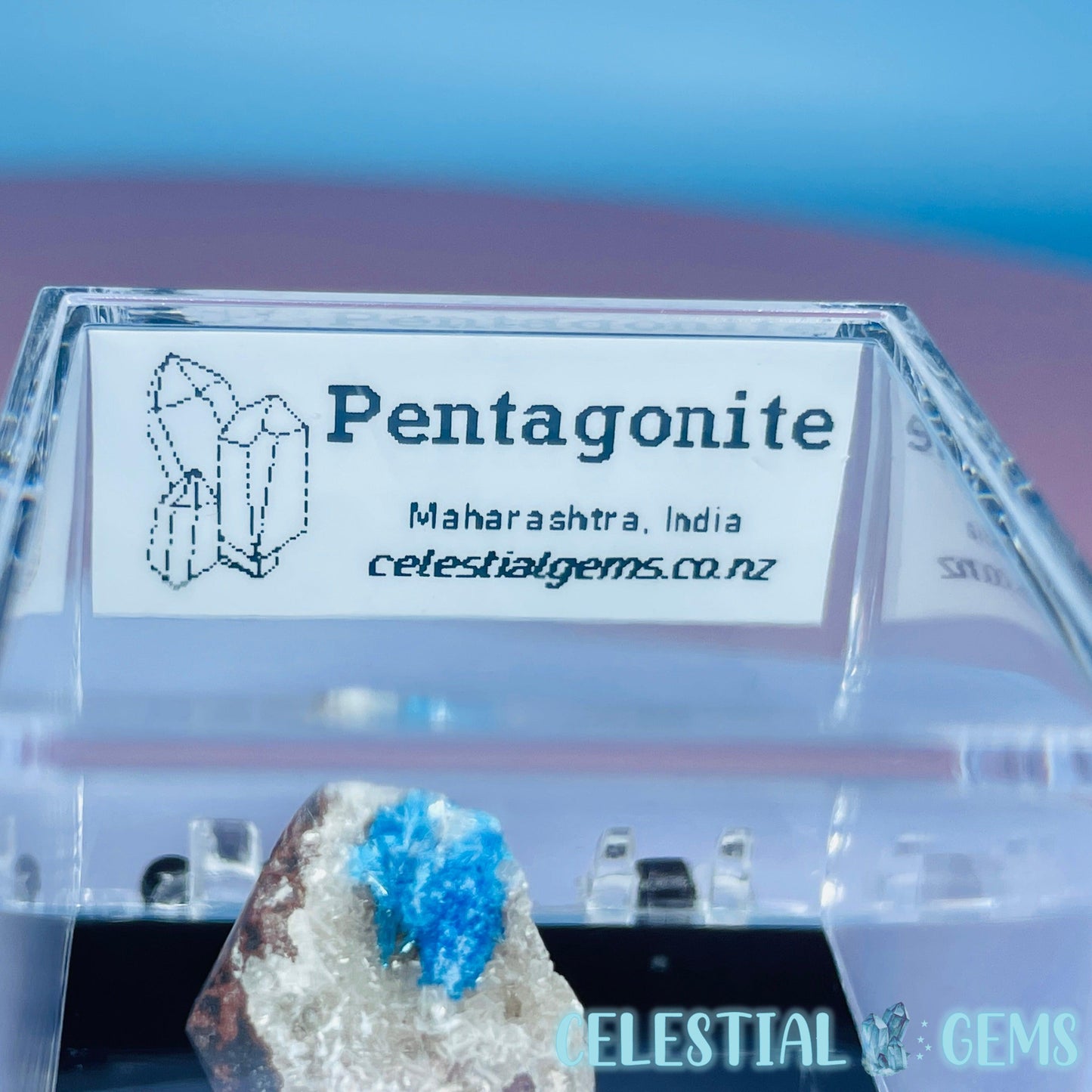 Rare Pentagonite on Stilbite Mini Specimen in Box