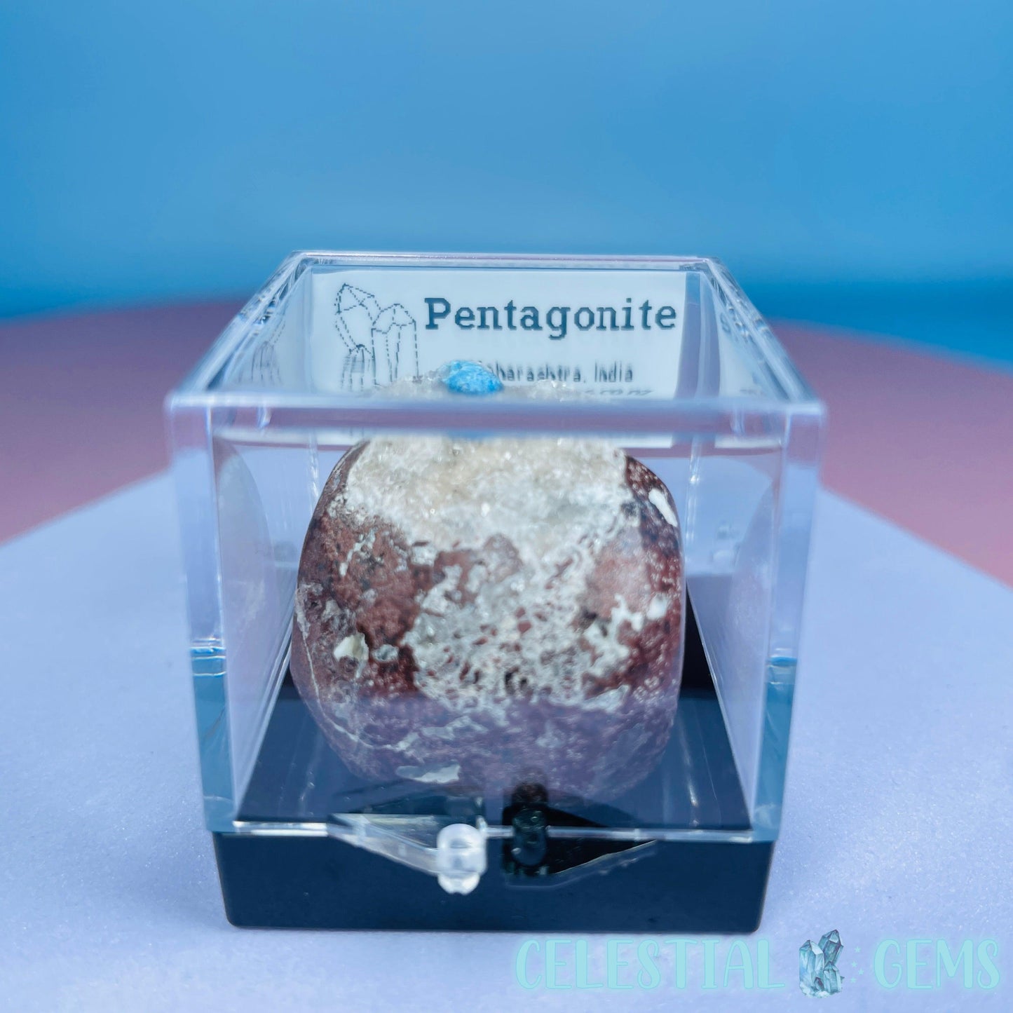 Rare Pentagonite on Stilbite Mini Specimen in Box