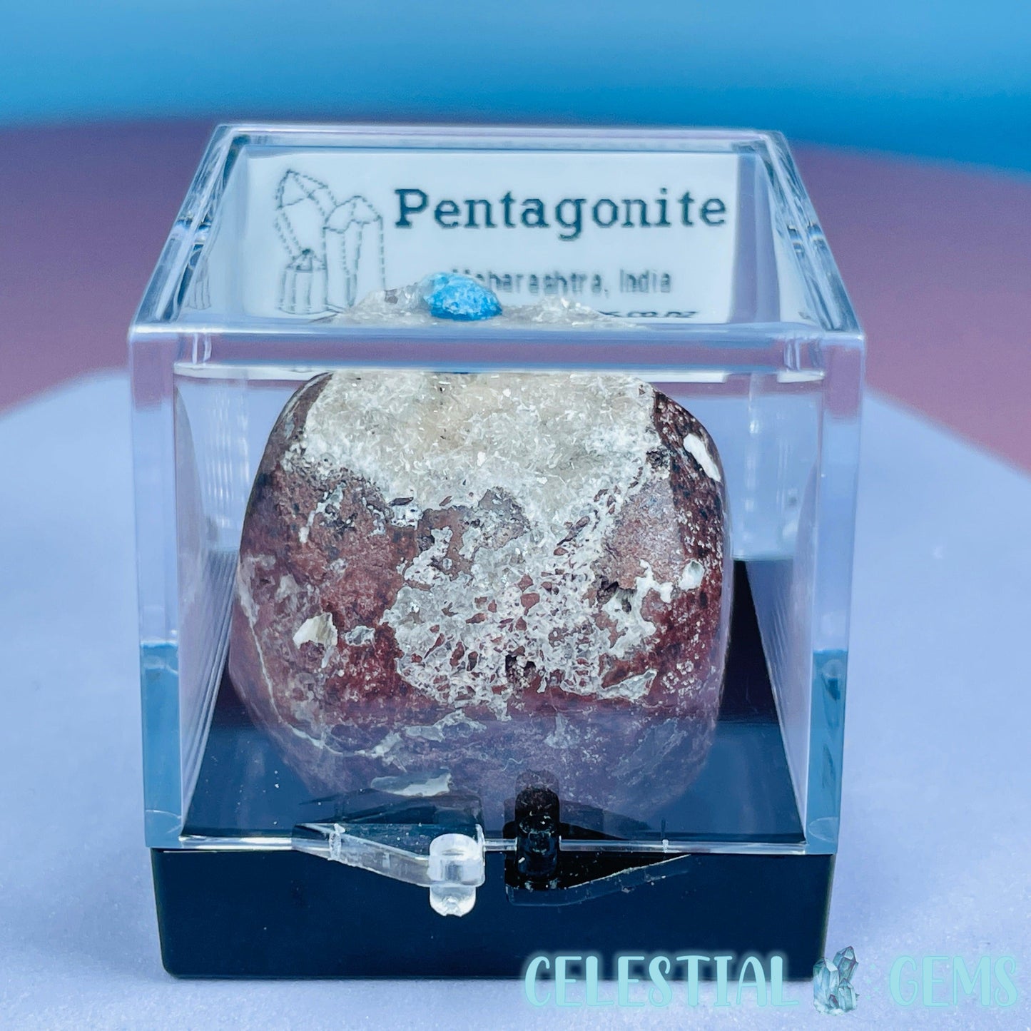 Rare Pentagonite on Stilbite Mini Specimen in Box