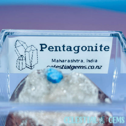 Rare Pentagonite on Stilbite Mini Specimen in Box